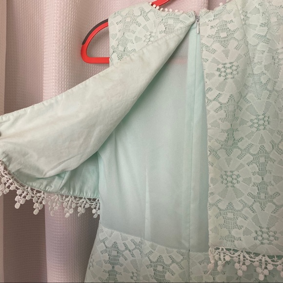 Topshop Mint Eyelet Lace Shift Dress - Picture 6 of 10